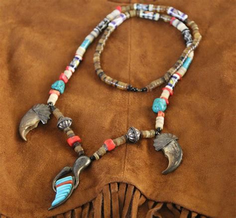 Authentic Handmade Native American Necklace With Real Bear Claws