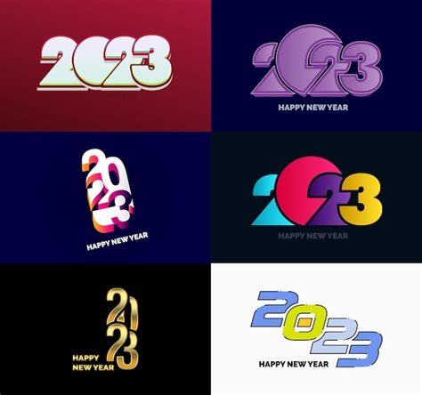 Gran Conjunto De 2023 Feliz Año Nuevo Diseño De Texto De Logotipo 2023
