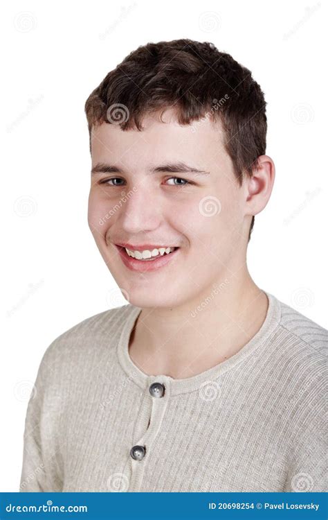 Close Up Portrait Of Smiling Half Turned Teen Boy Stock Images Image