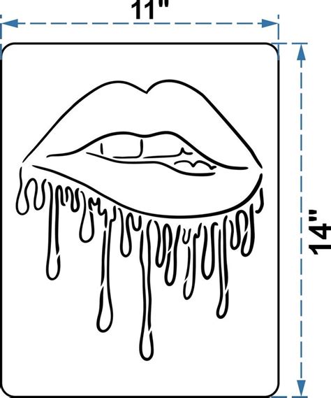 Dripping Lips Stencil For Paint Parties Reusable Tracing Etsy Lips