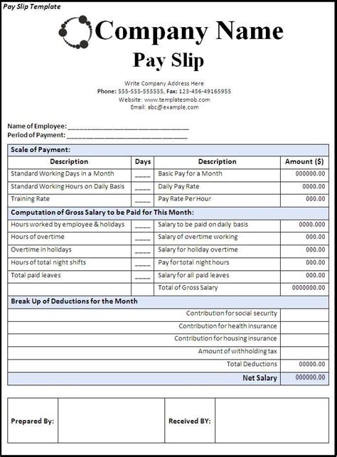 41 Excellent Salary Slip Payslip Template Examples Thogati Payroll
