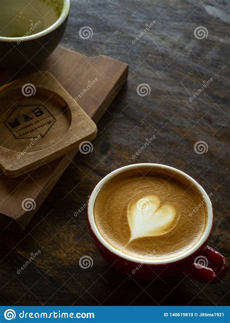 A Cup Of Coffee With Heart Latte Art Stock Photo Image Of Food