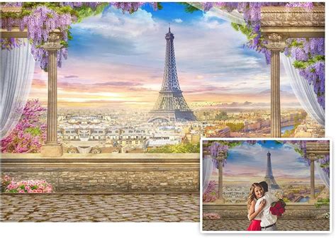 Buy Aofoto 7x5ft Eiffel Tower Backdrop Retro Column Paris Landscape