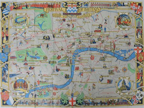 Pictorial Maps London Map Heraldry Cartography Britain Vintage