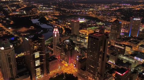 Columbus Ohio At Night K Drone Footage From Above Usa Columbus