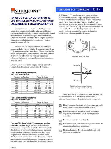 Torque Para Tornillos Pdf Tornillo Ingeniería Mecánica