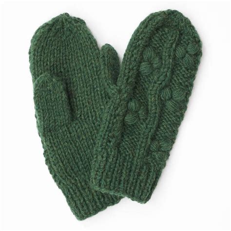 Hand Knitted Wool Mittens By Bibico