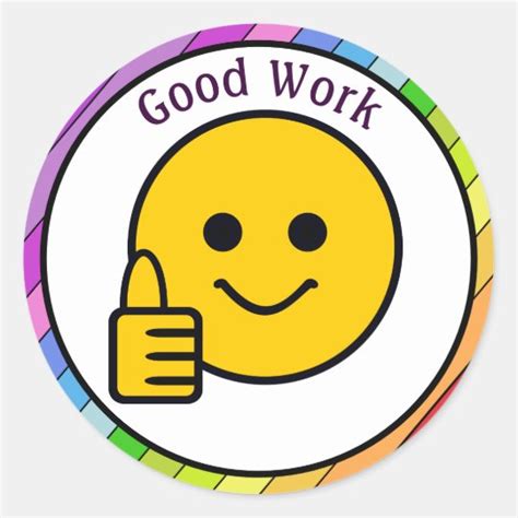 Thumbs Up Face Good Work Classic Round Sticker Zazzleca