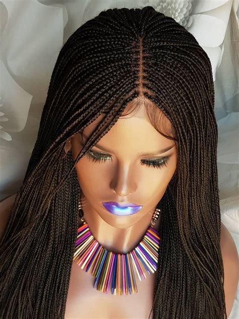 Handmade Glueless Braided Lace Front 13x6 Wig Million Plaits Braids Colour 1b Off Black 14 16