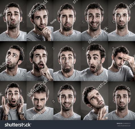Young Man Multiple Face Expressions Stock Photo 224935213 Shutterstock