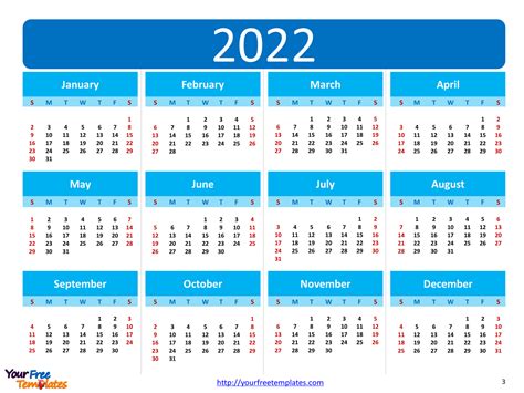 Calendar 2022 3 Free Powerpoint Template