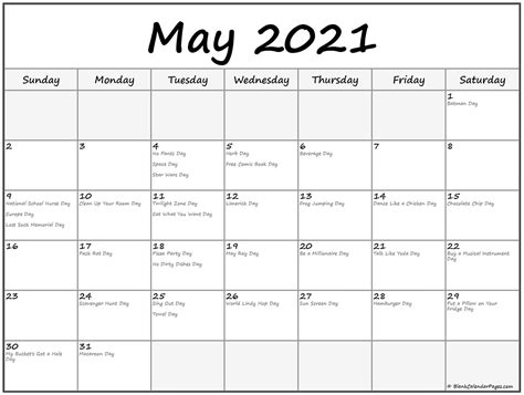 Some 2021 holidays and religious observances are included in some of the calendars. Collection of May 2021 calendars with holidays