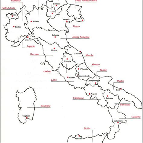 Le regioni d'italia trascina i nomi dei capoluoghi di regione sulla cartina dell'italia. Cartina Italia Capoluoghi E Province - Tomveelers