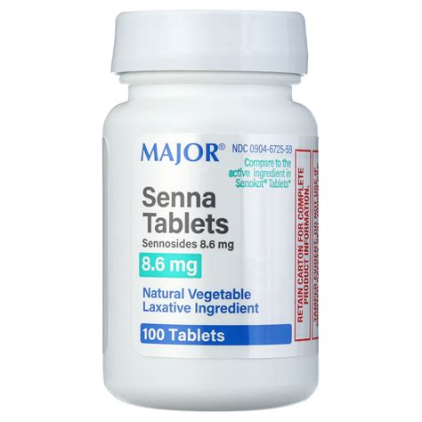 Senna Laxatives For Constipation 8 6 Mg 100 Tablets Generic For Senokot Gentle Laxative