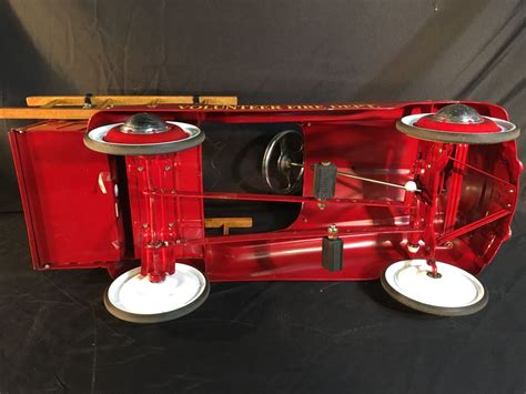 Vintage Volunteer Fire Dept Truck No 1 Pedal Car By Gearbox Pedal Car Company With Hose