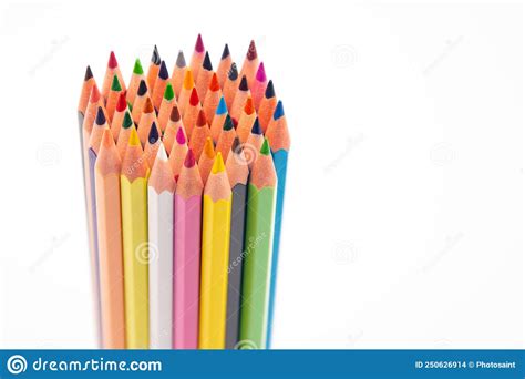 Color Pencil Set Of Colored Pencils For Drawing On A White Background