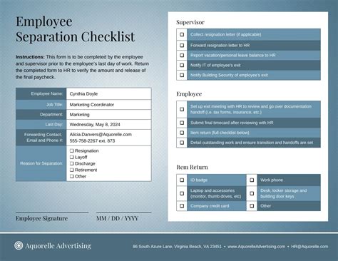 General Employee Separation Checklist Venngage