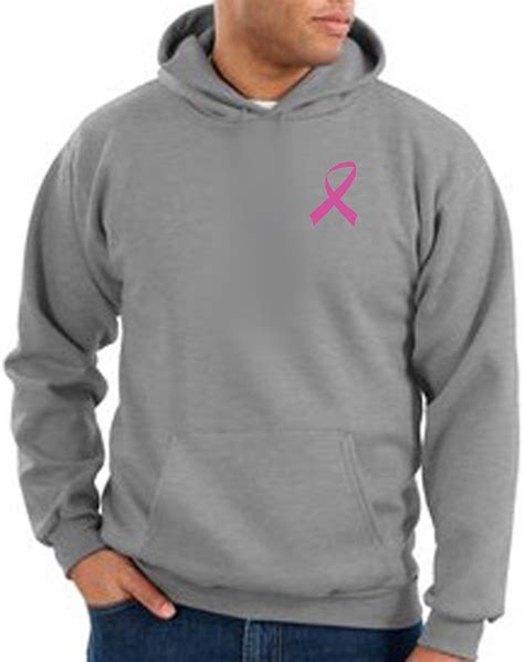 breast cancer hoodie pink ribbon pocket print hoody athletic heather breast cancer awareness