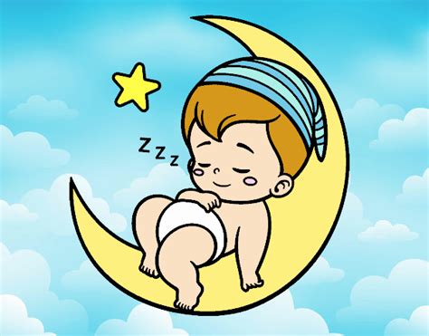 Dibujo De Bebe Durmiendo En La Luna Pintado Por En El Día
