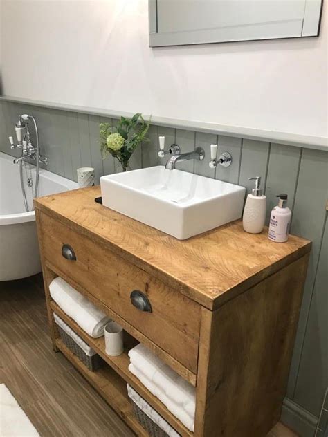 Rustic Bathroom Vanity Unit Handcrafted Basin Unit Made From Etsy In