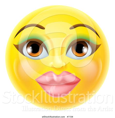 Vector Illustration Of A 3d Pretty Female Yellow Smiley Emoji Emoticon