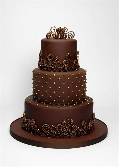 Chocolate And Gold Three Tier