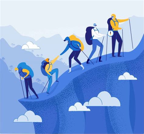 Mountain Climbing Team Illustrations Royalty Free Vector Graphics