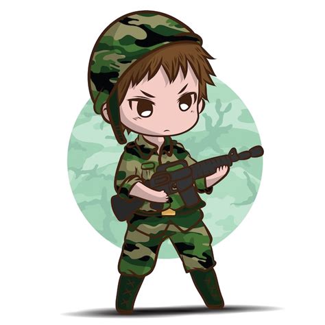 Cute Army Soldier Boy Cartoon Vector Premium Download