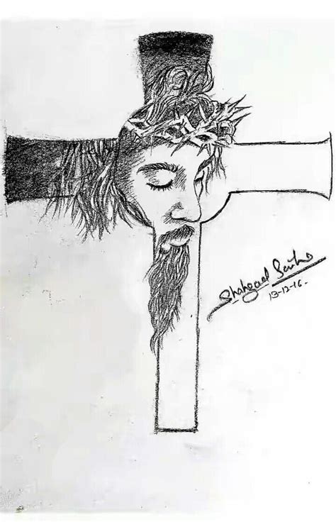 Sketch Jesus Cross Cross Drawing Jesus Drawings Jesus Art Drawing