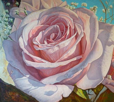 Pink Rose Oil Painting Large Painting Original Rose Canvas Art White