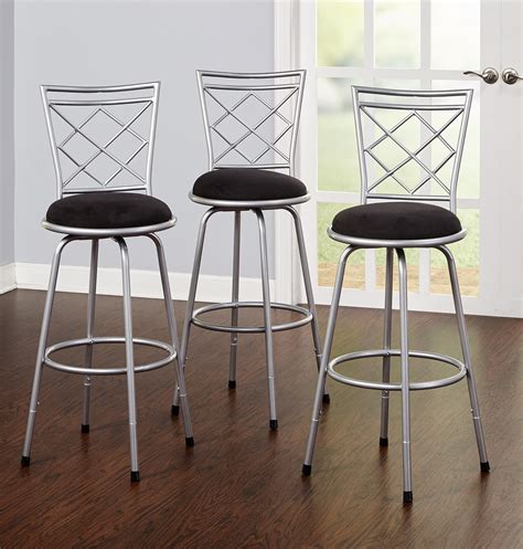 Bar Stools Set Of 3 High Seat Chairs Adjustable Swivel Kitchen Counter