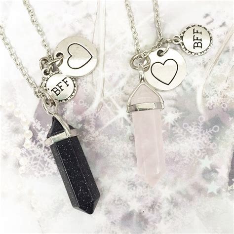 2 Crystal Best Friends Bff Necklaces Pair Of Best Friends Etsy