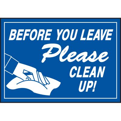 Deluxe Housekeeping And Cafeteria Signs Before You Leave Please Clean