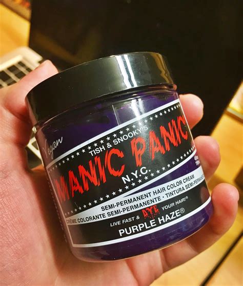 Manic panic purple haze hair color cream is a warm, very dark purple dye that leaves purple tones on virgin, unbleached hair. Review // Manic Panic: Purple Haze (on non-bleached hair ...