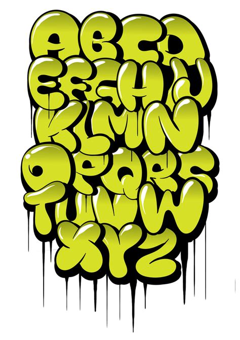 Hand Drawn Bubble Style Graffiti Alphabet Letters Art Print By Kirart