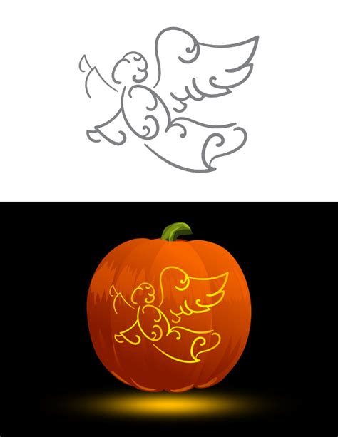 Printable Swirly Angel Pumpkin Stencil