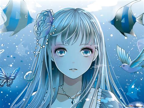 Blue Eyed Anime Girl Hd Wallpaper Download