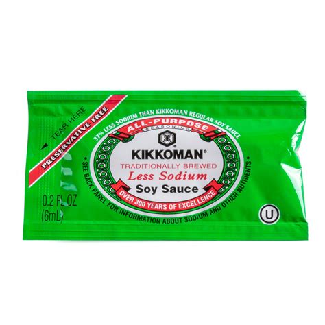 Kikkoman Less Sodium Preservative Free Soy Sauce 6 Ml Packet 200case