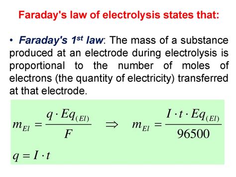 Faradays Law Of Electrolysis