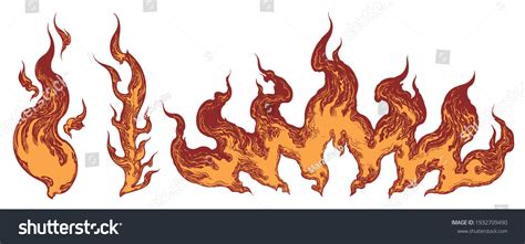 Spurts Flame Design Set Art Detailed Stock Vector Royalty Free