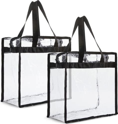 Juvale 2 Pack Stadium Approved Clear Tote Bags 12x6x12 Large Plastic