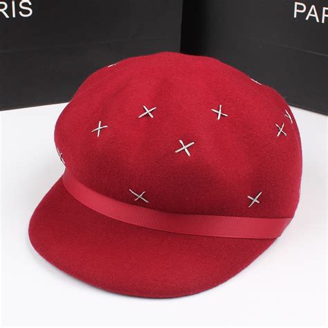 And Winter New Style Woollen Suture Fashionable Octagonal Hat Cap