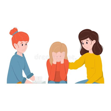 Friendly Support Concept Comforting Friends Support Stock Vector