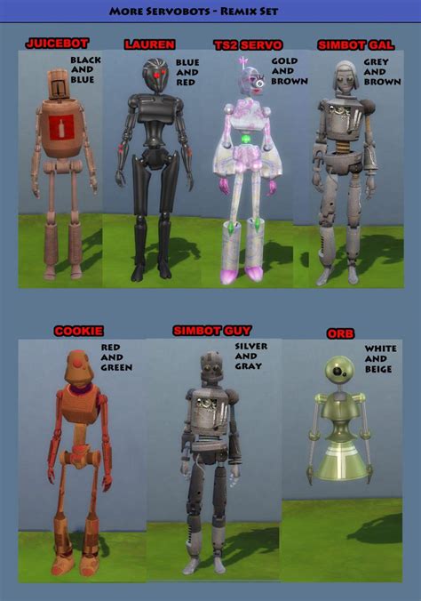 Мод Lots More Bots новые сервороботы для Sims 4