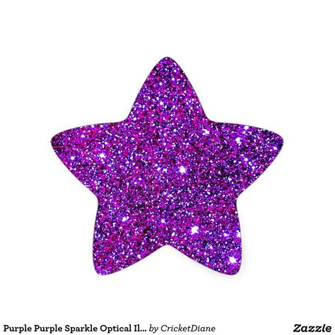 Purple Purple Sparkle Optical Illusion Art Star Sticker Zazzle