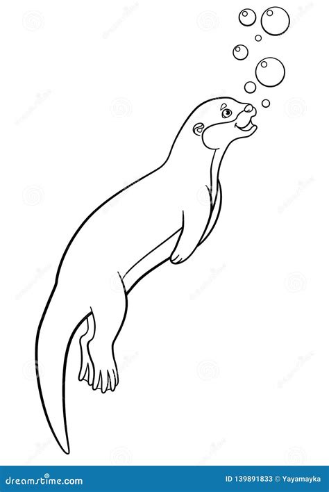 Cute Otter Animal Cartoon Character Front View Vector Illustration