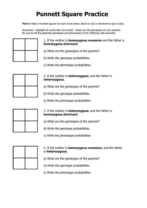 14 best images of punnett square worksheets punnett
