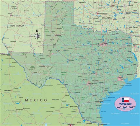 Map Of Texas State Section In United States Usa Welt Atlasde