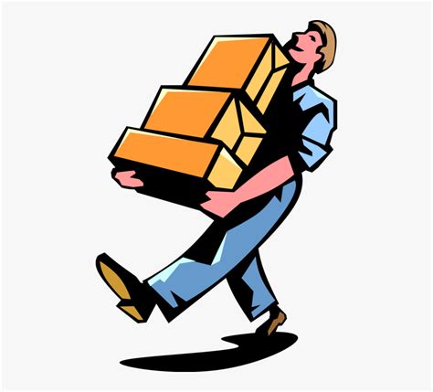 Delivers Mail Packages Vector Man Carrying Boxes Clipart Hd Png