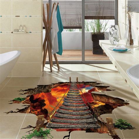 31 Off 3d Floor Sticker Flaming Mountain Decals Home Decoration